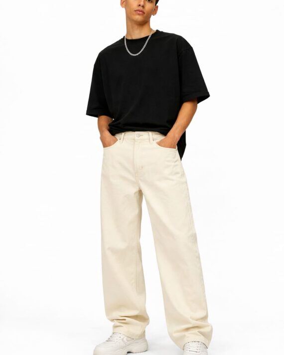 Beige Baggy Jeans