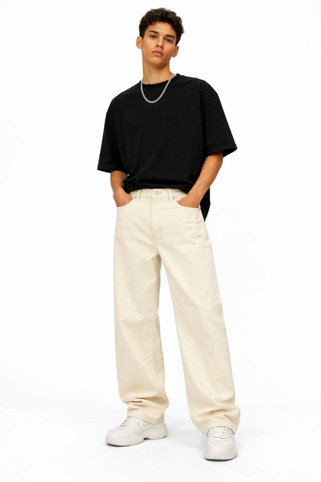 Beige Baggy Jeans