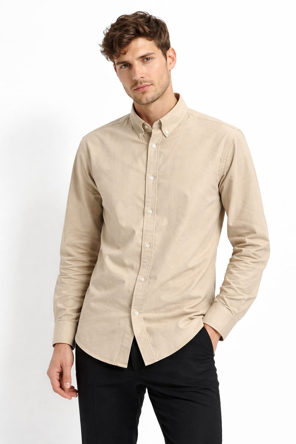 Beige Oxford Casual Shirt