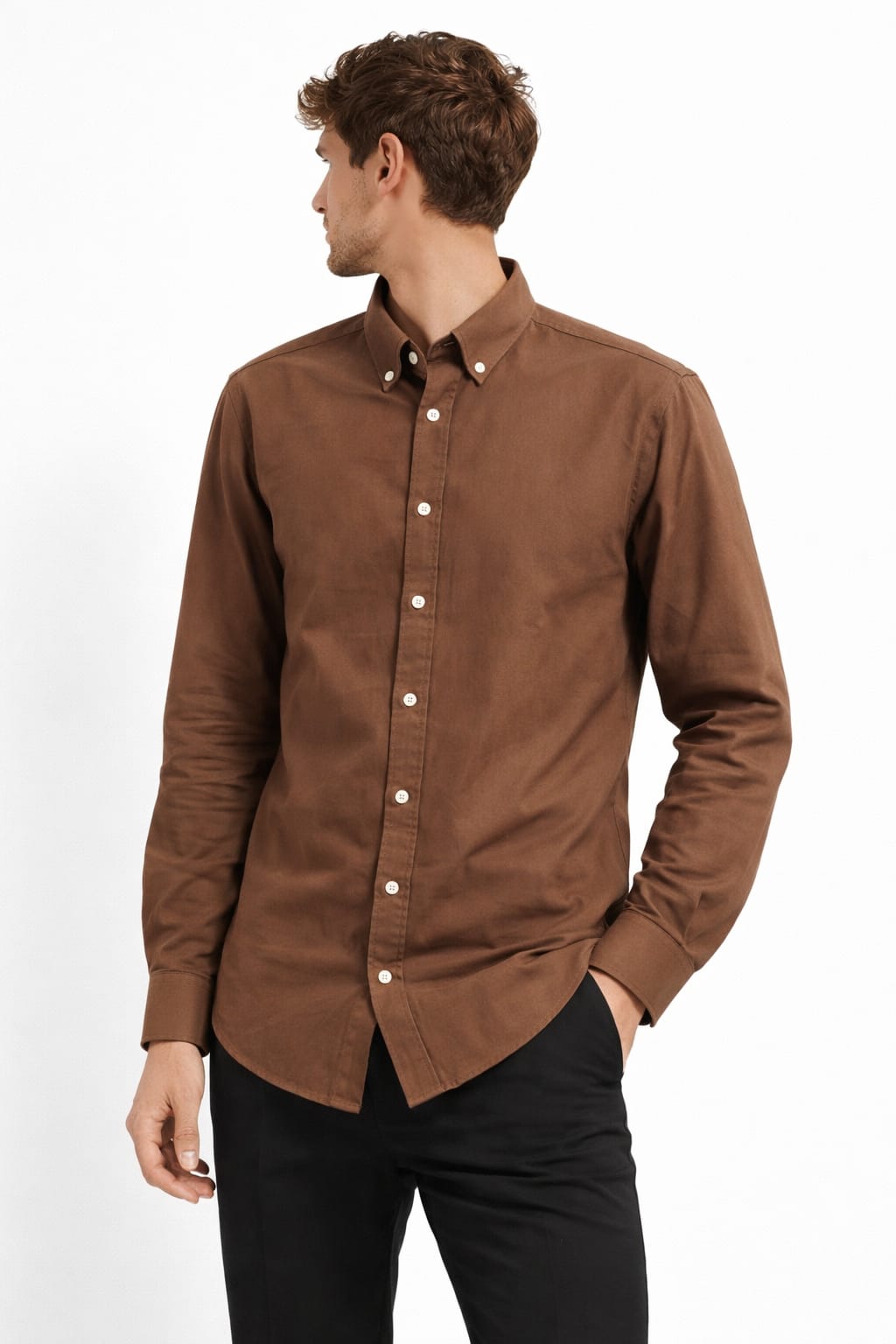 Brown Oxford Casual Shirt
