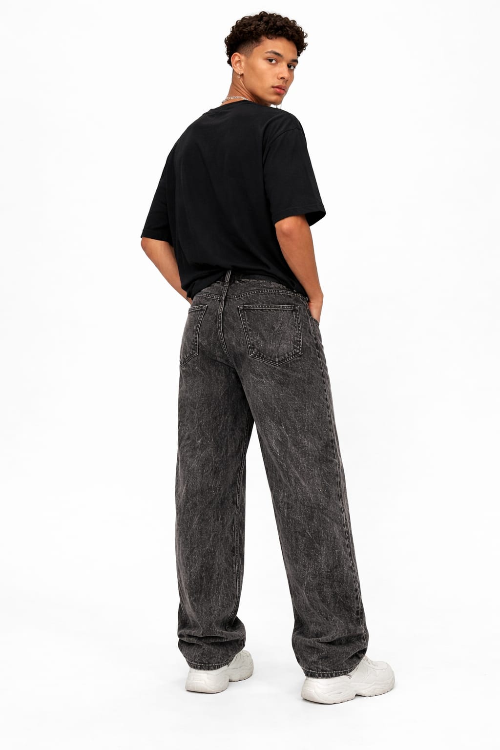 Charcoal Black Baggy Jeans - Image 2