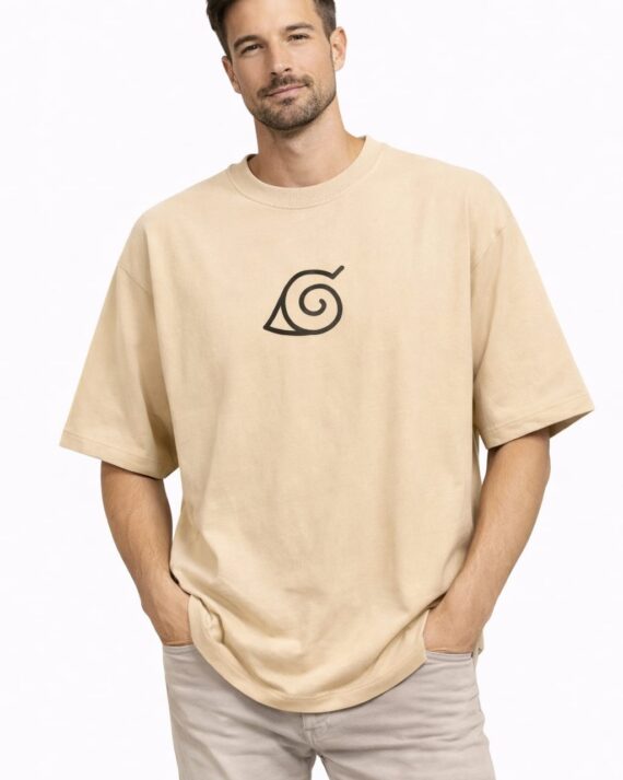 Sand Beige Naruto Symbol Oversized T-Shirt