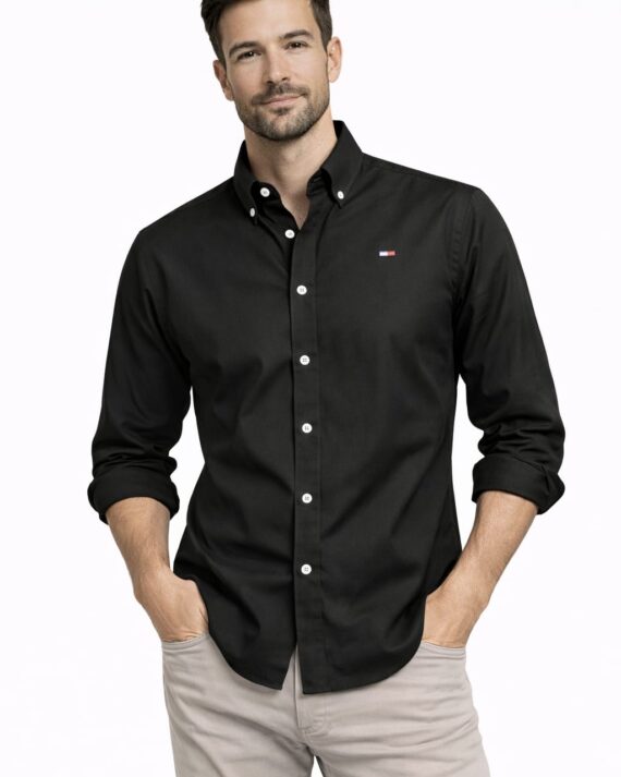Classic Black Oxford Cotton Button-Down Shirt