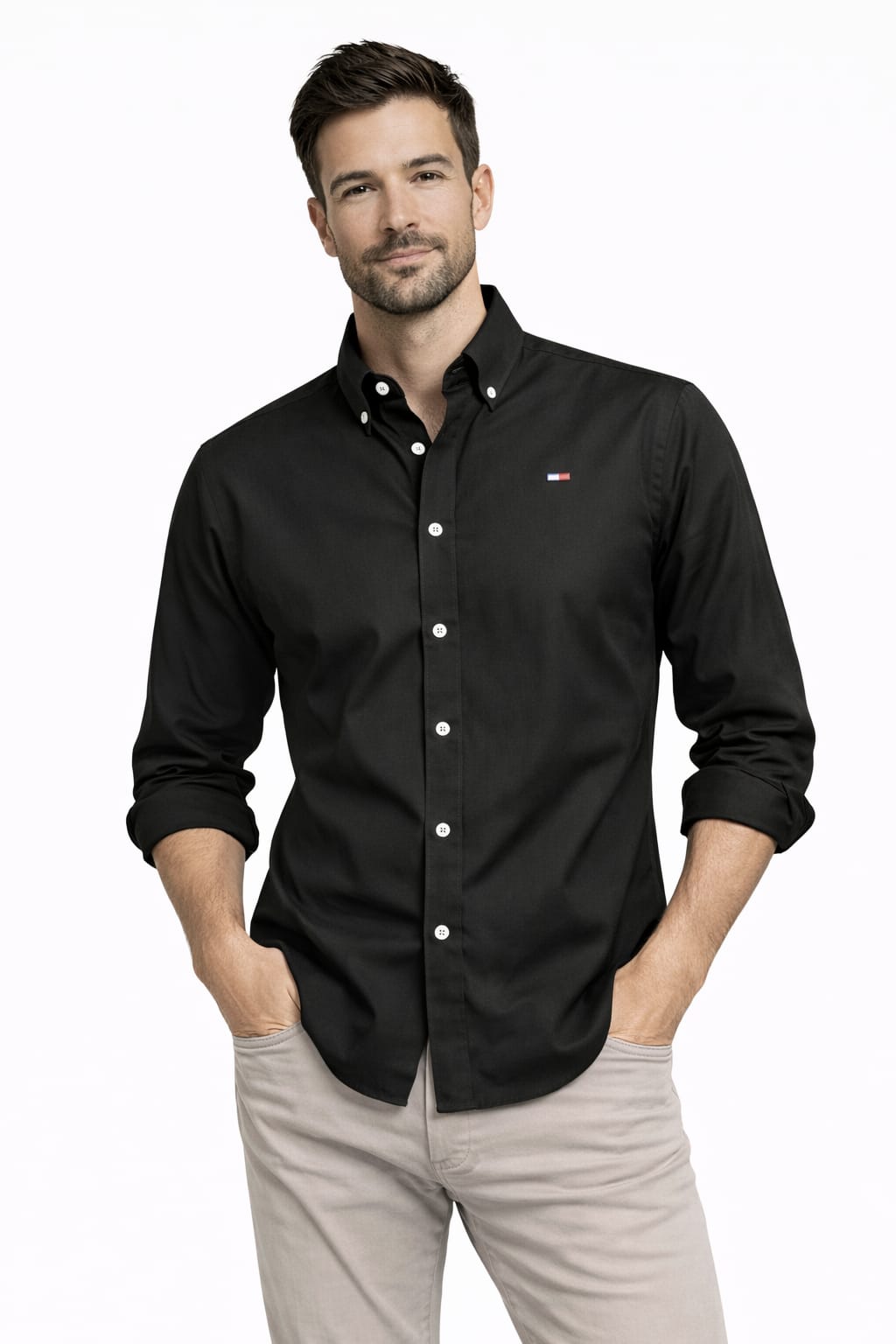 Classic Black Oxford Cotton Button-Down Shirt