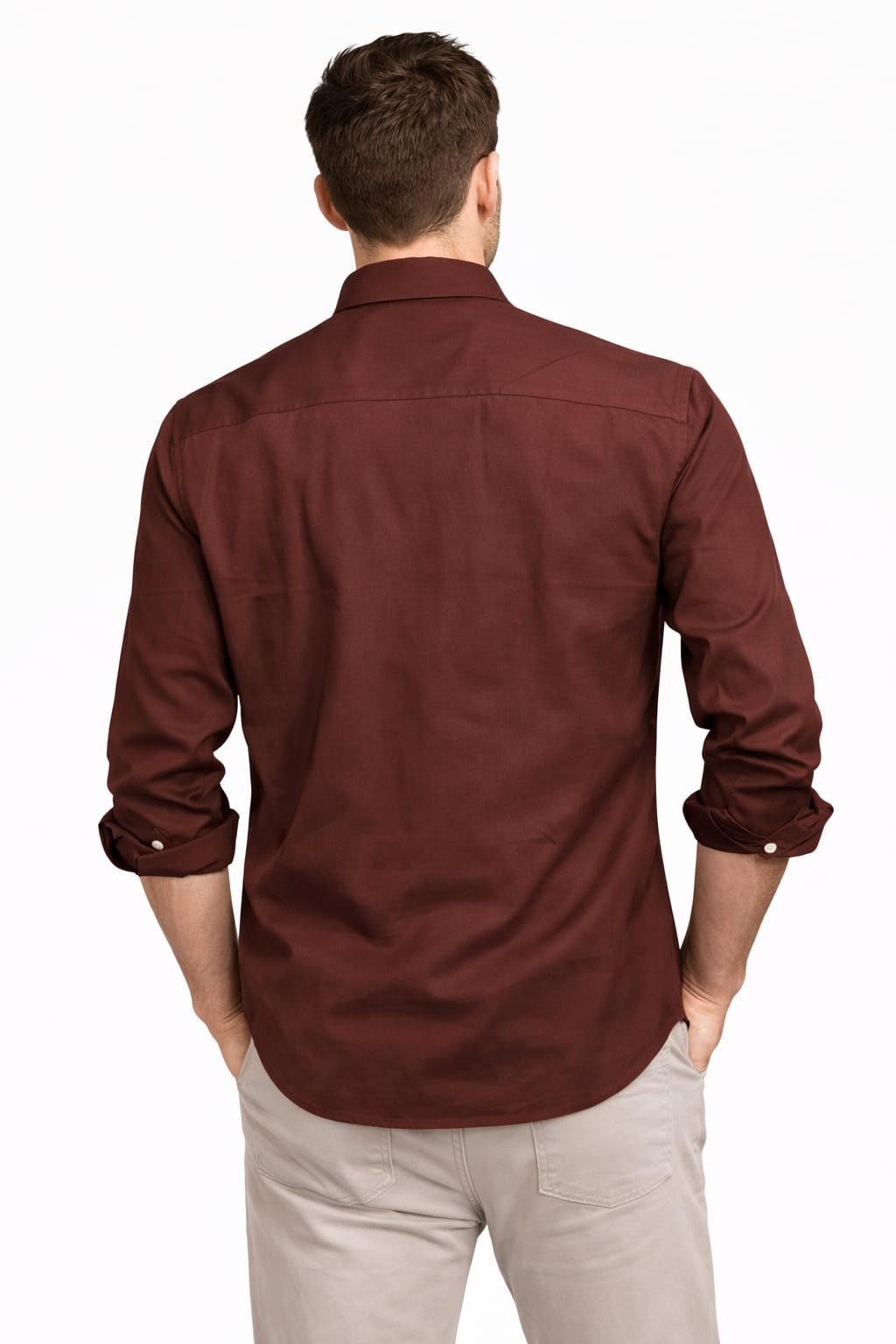 Classic Maroon Oxford Cotton Button-Down Shirt - Image 2