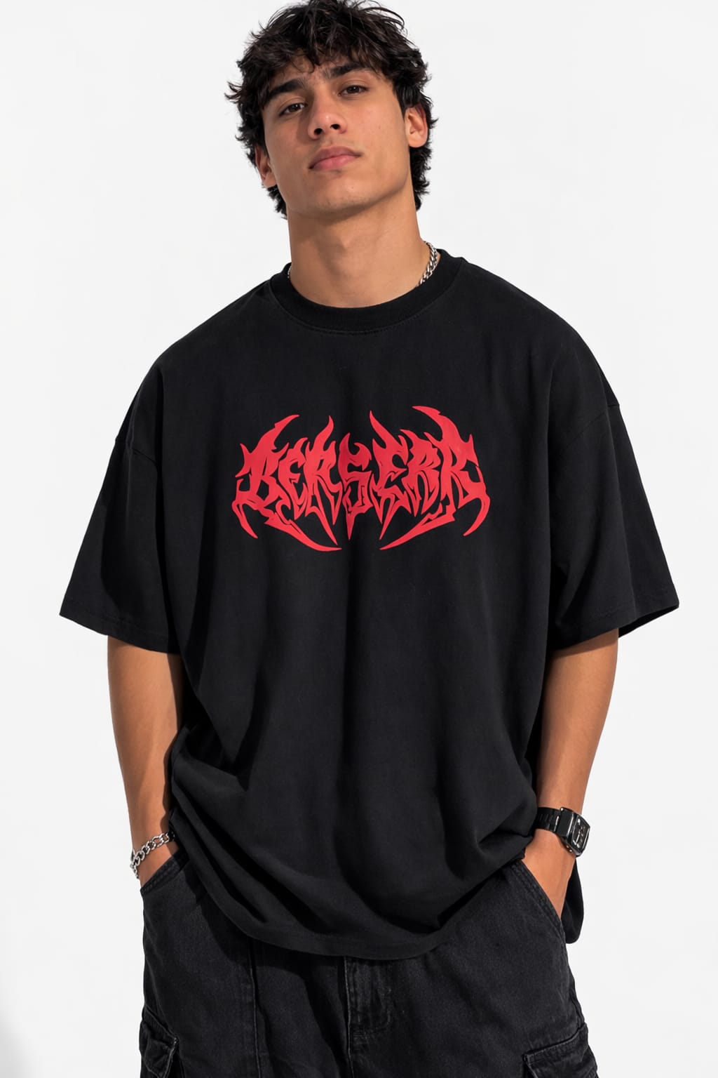Inferno Red Graphic Oversized T-Shirt