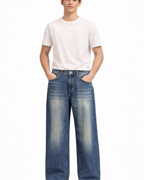 Classic Indigo Wide-Leg Denim Jeans