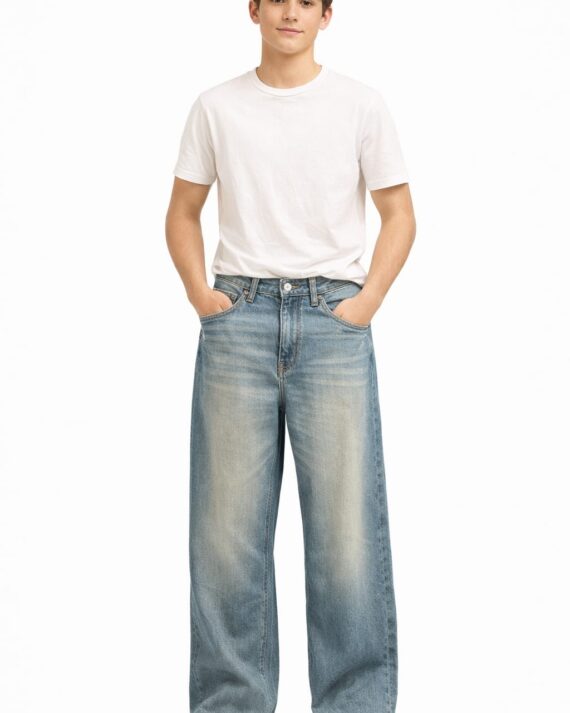 Vintage Fade Wide-Leg Denim Jeans