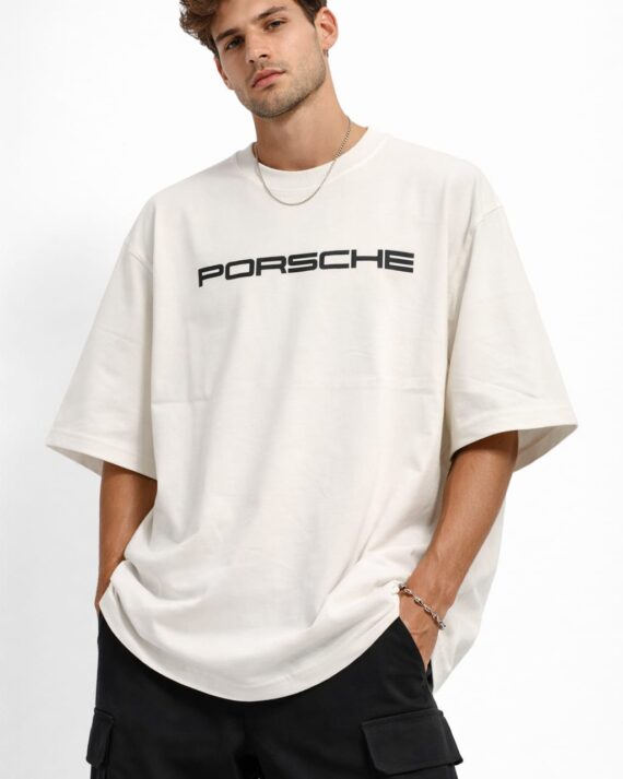Minimal Porsche Oversized T-Shirt – Off White