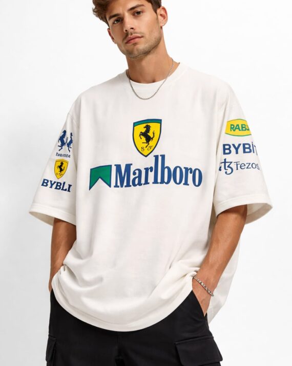 Ferrari Motorsport Oversized Graphic T-Shirt – Off White