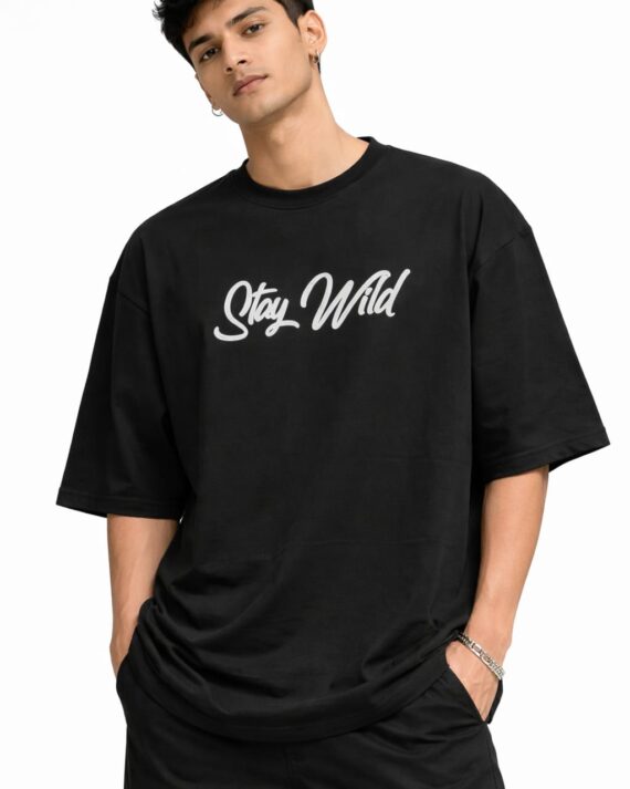 Men’s “Stay Wild” Oversized Graphic T-Shirt