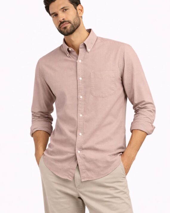 Men’s Classic Dusty Pink Button-Down Shirt