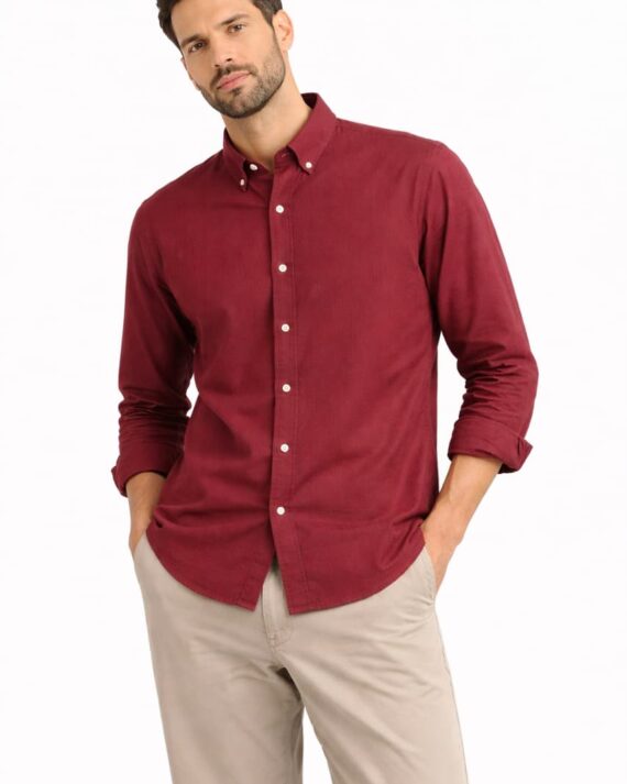 Men’s Classic Maroon Button-Down Shirt