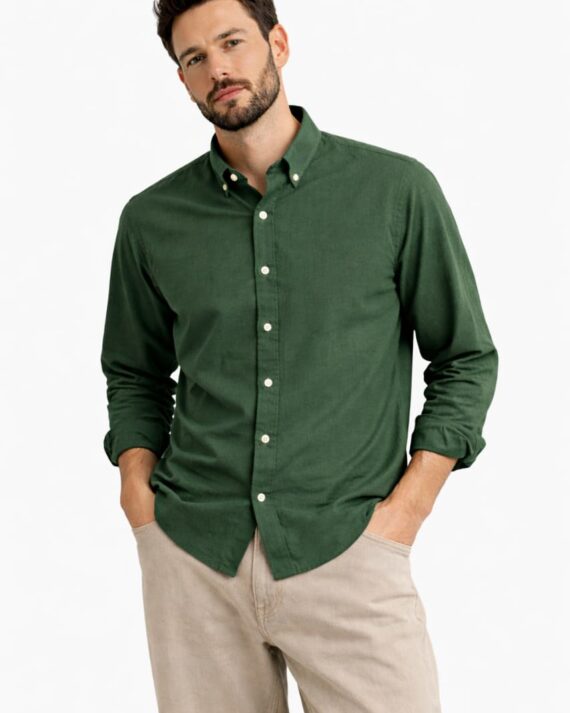 Men’s Classic Forest Green Button-Down Shirt