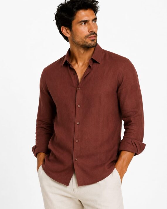 Men’s Premium Mehroon Linen Casual Shirt