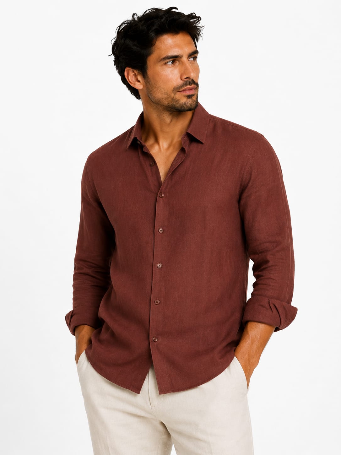 Men’s Premium Mehroon Linen Casual Shirt