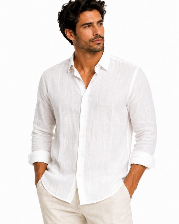 Men’s Premium White Linen Casual Shirt