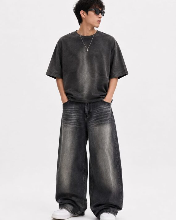 Urban Fade Oversized Washed T-Shirt & Barrel Fit Denim Set