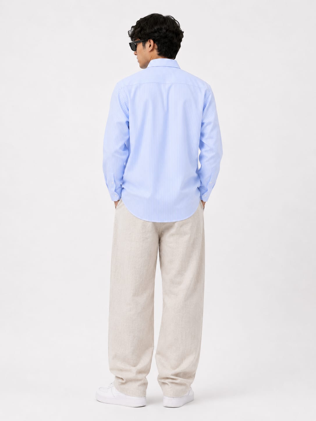 Men's Sky Blue Stripe Oxford Button-Down Shirt - Image 2