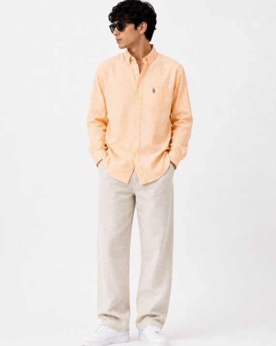 Men's Peach Stripe Oxford Button-Down Shirt
