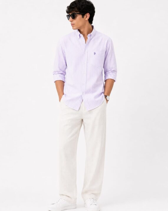 Men's Lavender Stripe Oxford Button-Down Shirt