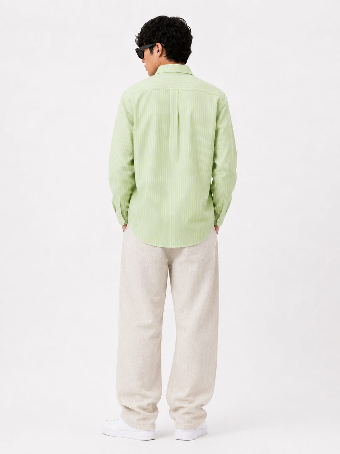 Men's Mint Green Stripe Oxford Button-Down Shirt - Image 2