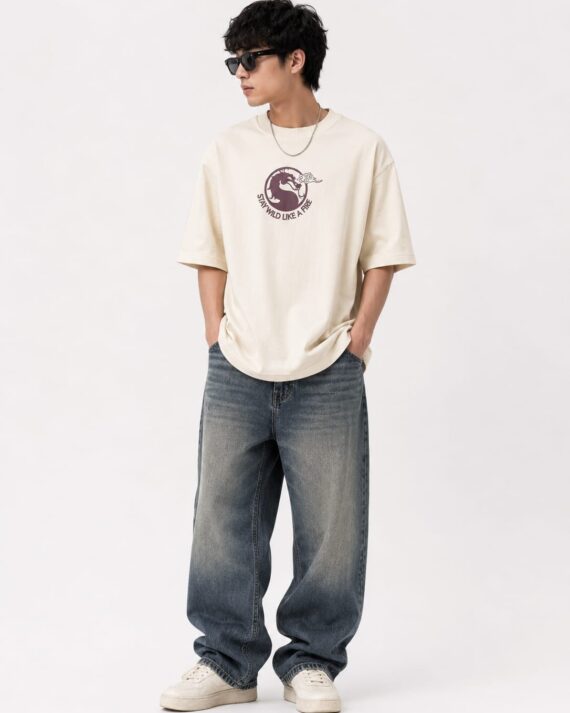 Men's Off-White Oversized Graphic Print T-Shirt