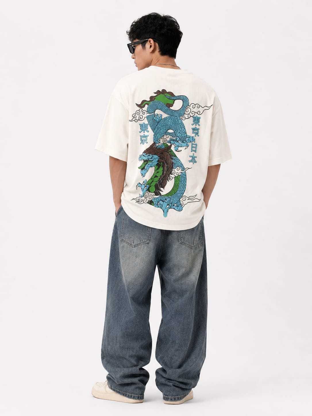 Men's Off-White Oversized Graphic Print T-Shirt - Image 2