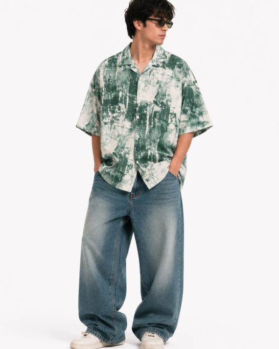 Men's Sage Abstract Print Resort Shirt