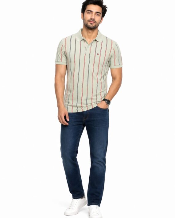 Men's Sage Vertical Stripe Polo T-Shirt