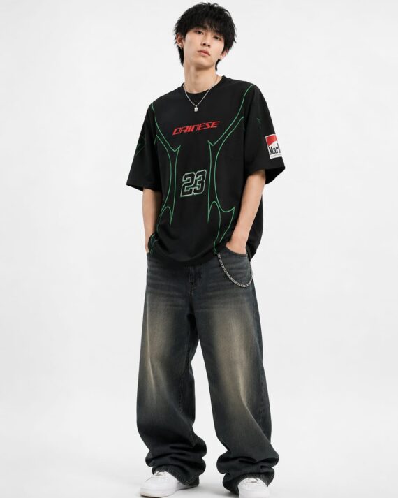 Men’s Neon Circuit Graphic Oversized T-Shirt