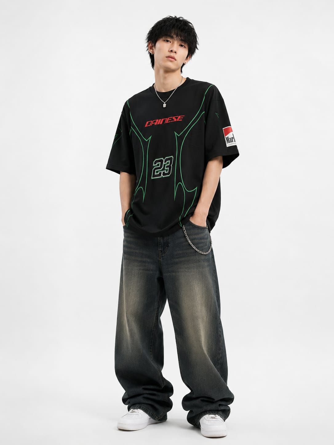 Men’s Neon Circuit Graphic Oversized T-Shirt