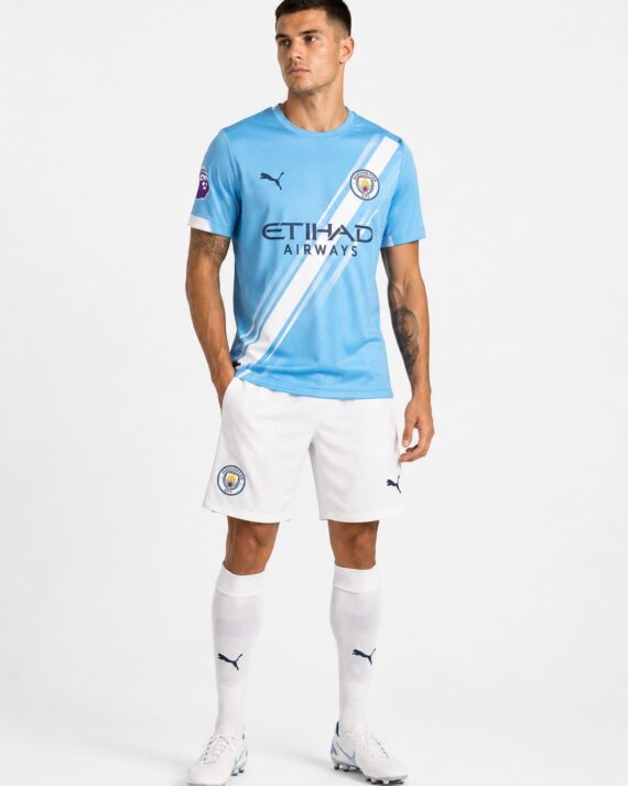 Manchester City Inspired Sky Blue Football Jersey & Shorts Training Set