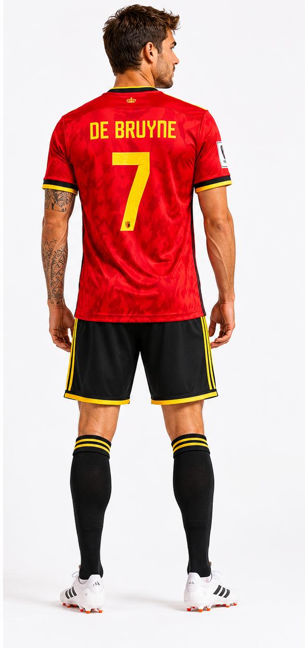 Belgium Inspired Red Football Jersey & Black Shorts Set – No.7 Edition - Image 2