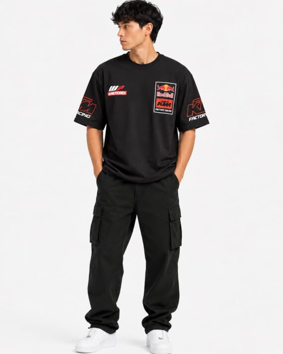 Men’s KTM Racing Team Oversized Graphic T-Shirt – Black Motorsport Streetwear Tee
