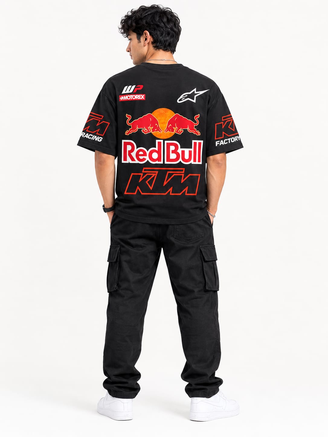 Men’s KTM Racing Team Oversized Graphic T-Shirt – Black Motorsport Streetwear Tee - Image 2