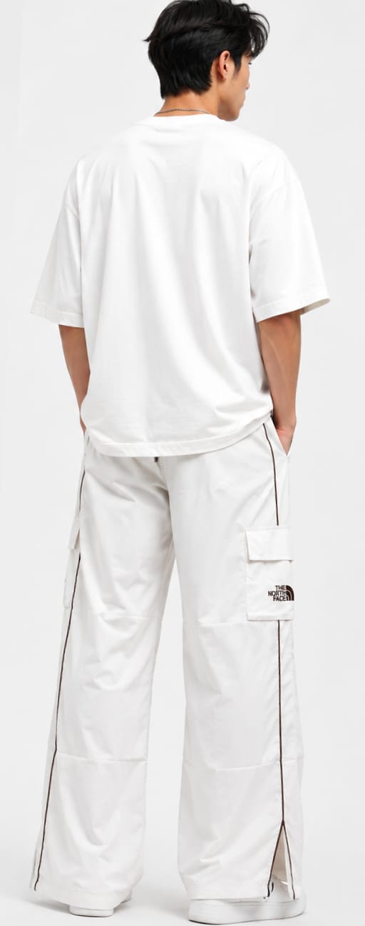 Men’s White Utility Cargo Pants – Relaxed Fit Streetwear Trousers - Image 2