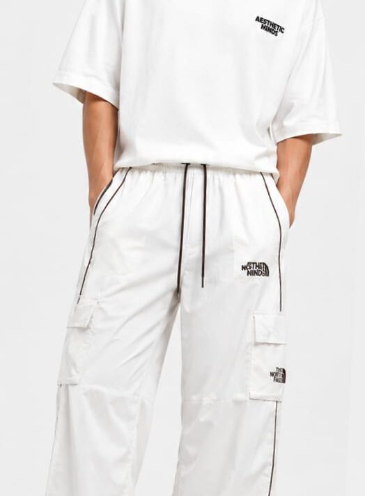 Men’s White Utility Cargo Pants – Relaxed Fit Streetwear Trousers