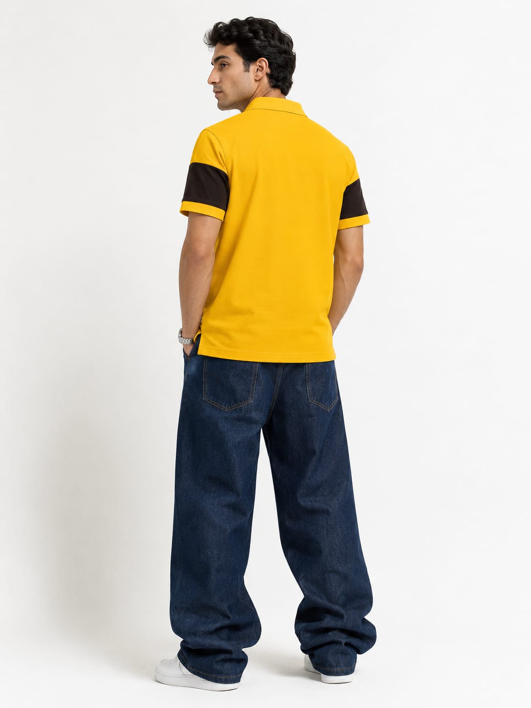 Men's Bold Stripe Polo T-Shirt – Yellow & Black - Image 2