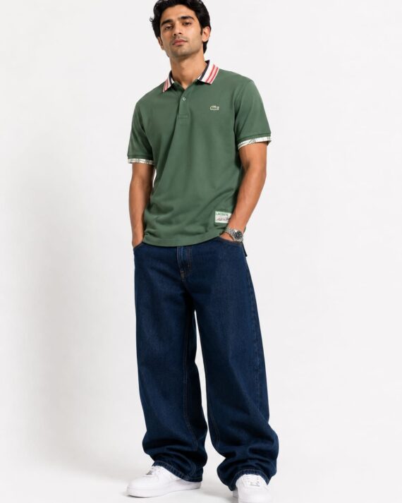 Men's Contrast Collar Polo T-Shirt – Sage Green