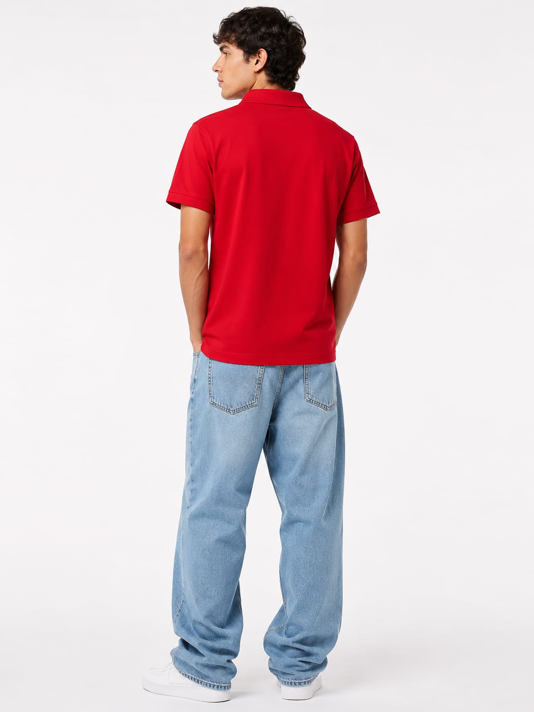 Men's Contrast Stripe Polo T-Shirt – Red - Image 2