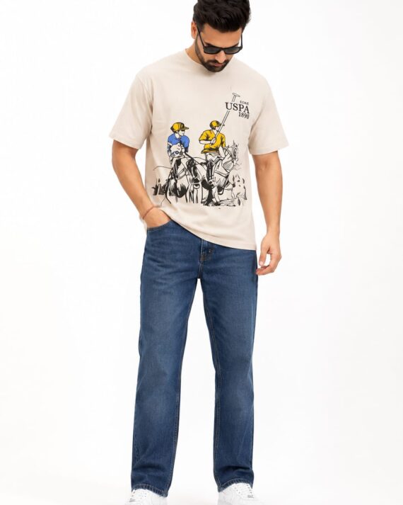 Men's Heritage Polo Match Graphic T-Shirt – Sand Beige