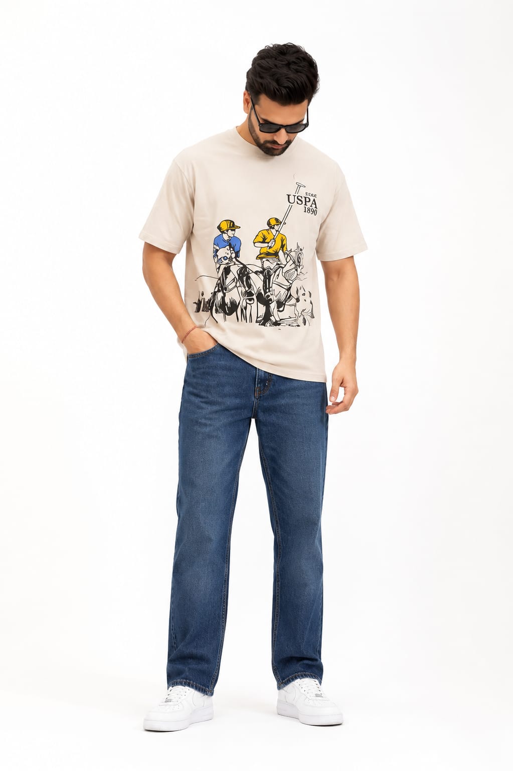 Men's Heritage Polo Match Graphic T-Shirt – Sand Beige