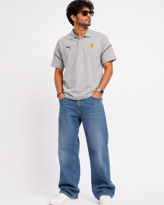Men’s Grey Motorsport Performance Polo T-Shirt