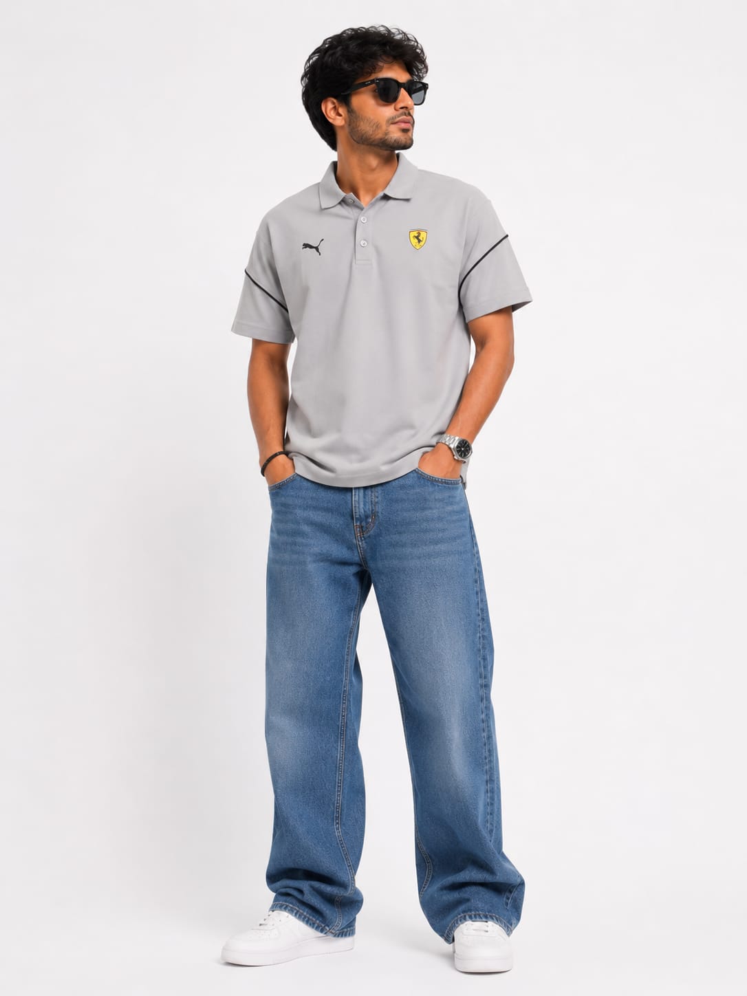 Men’s Grey Motorsport Performance Polo T-Shirt