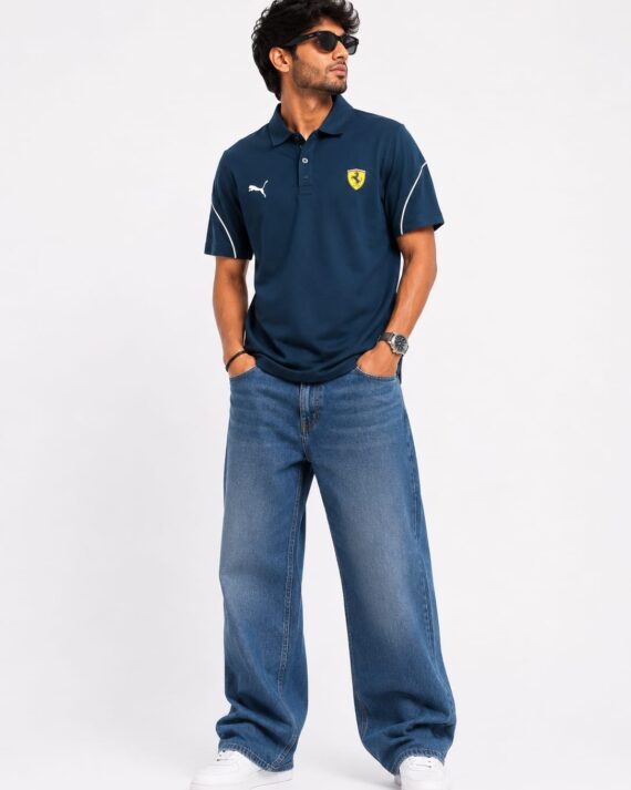 Men’s Navy Blue Motorsport Performance Polo T-Shirt