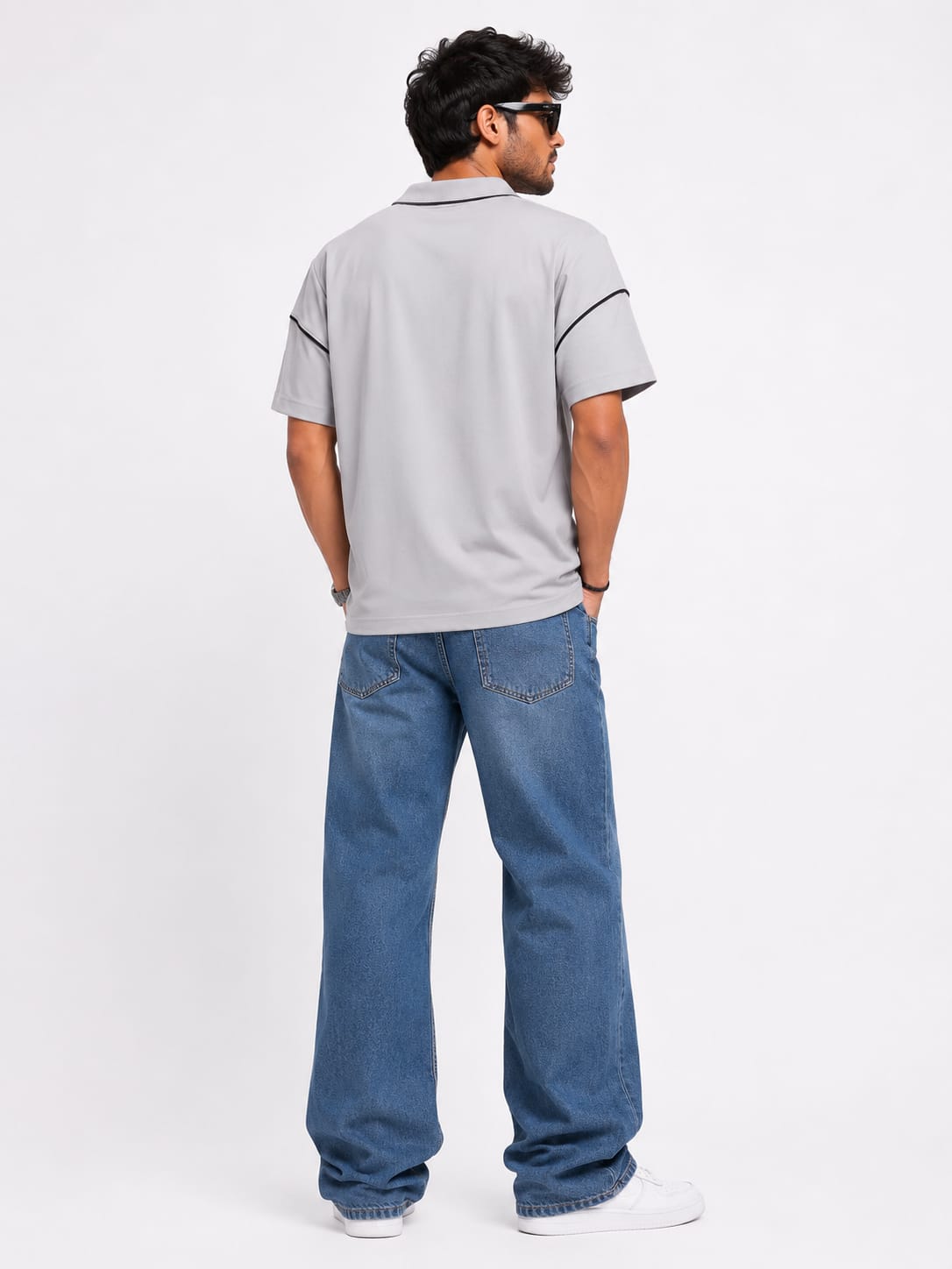 Men’s Grey Motorsport Performance Polo T-Shirt - Image 2