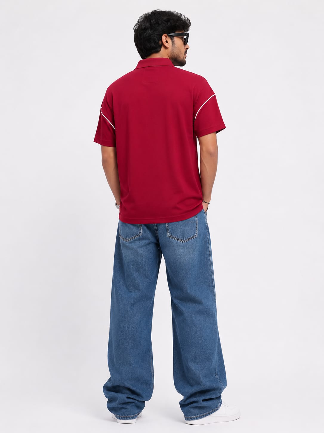 Men’s Maroon Motorsport Performance Polo T-Shirt - Image 2