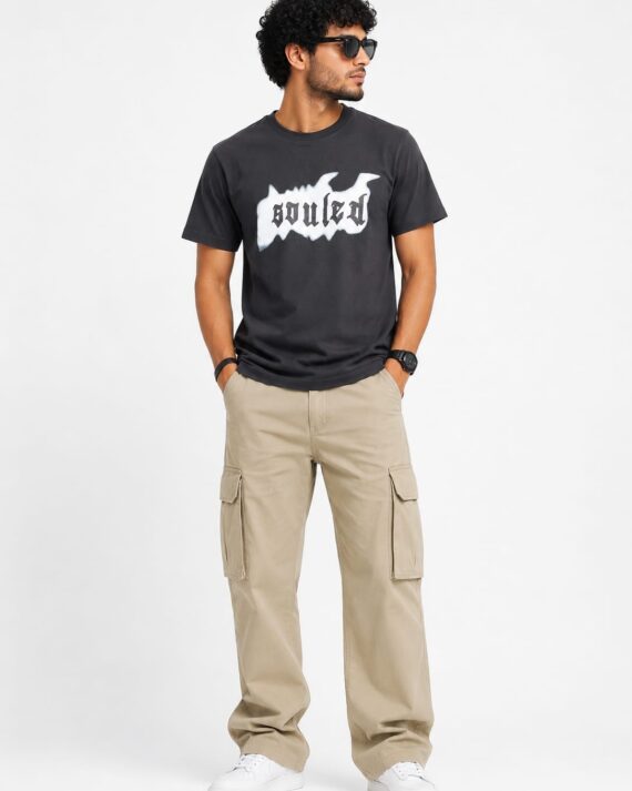 Men’s Black Graphic Oversized T-Shirt