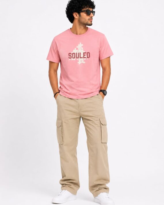 Men’s Pink Graphic Printed T-Shirt – Souled Edition